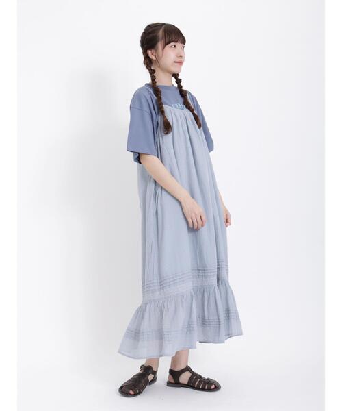 Samansa Mos2（サマンサ モスモス）の「メッシュ柄キャミワンピース（ワンピース・レディース・キナリ/サックスブルー/ブラック/オフホワイト・F）」の4枚目の写真