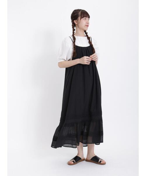 Samansa Mos2（サマンサ モスモス）の「メッシュ柄キャミワンピース（ワンピース・レディース・キナリ/サックスブルー/ブラック/オフホワイト・F）」の3枚目の写真