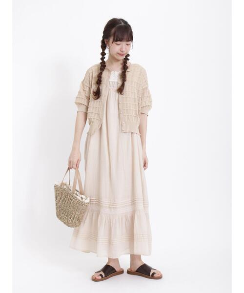 Samansa Mos2（サマンサ モスモス）の「メッシュ柄キャミワンピース（ワンピース・レディース・キナリ/サックスブルー/ブラック/オフホワイト・F）」の5枚目の写真