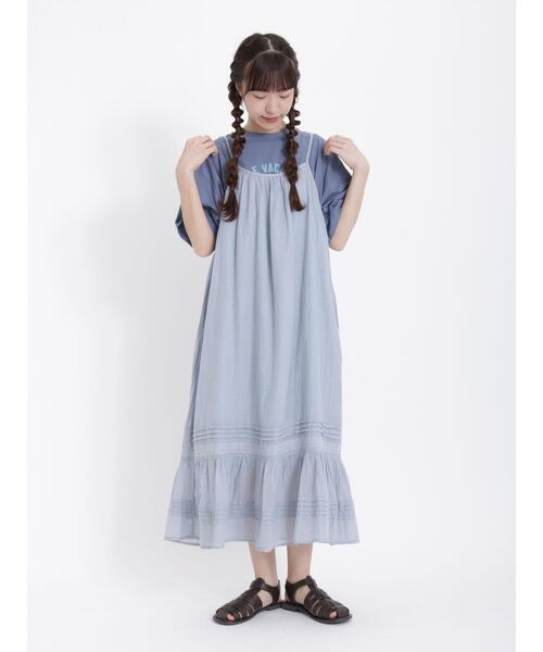 Samansa Mos2（サマンサ モスモス）の「メッシュ柄キャミワンピース（ワンピース・レディース・キナリ/サックスブルー/ブラック/オフホワイト・F）」の10枚目の写真