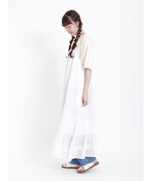 Samansa Mos2（サマンサ モスモス）の「メッシュ柄キャミワンピース（ワンピース・レディース・キナリ/サックスブルー/ブラック/オフホワイト・F）」の13枚目の写真