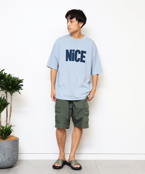B:MING by BEAMS（ビーミングバイビームス）の「B:MING by BEAMS / NICE ロゴプリント Tシャツ（Tシャツ/カットソー・メンズ・チャコールグレー/ホワイト系その他5/サックスブルー・SMALL/MEDIUM/LARGE/X-LARGE）」の9枚目の写真