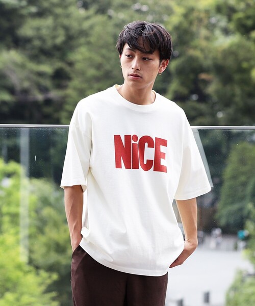 B:MING by BEAMS（ビーミングバイビームス）の「B:MING by BEAMS / NICE ロゴプリント Tシャツ（Tシャツ/カットソー・メンズ・チャコールグレー/ホワイト系その他5/サックスブルー・SMALL/MEDIUM/LARGE/X-LARGE）」の10枚目の写真