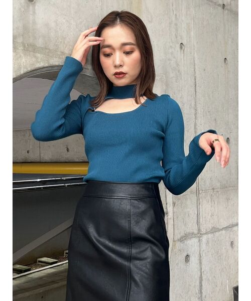 MURUA（ムルーア）の「アシメオープンニット（ニット/セーター・レディース・ベージュ/ブラック/ブルー・FREE）」の22枚目の写真