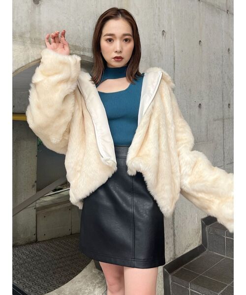 MURUA（ムルーア）の「アシメオープンニット（ニット/セーター・レディース・ベージュ/ブラック/ブルー・FREE）」の20枚目の写真