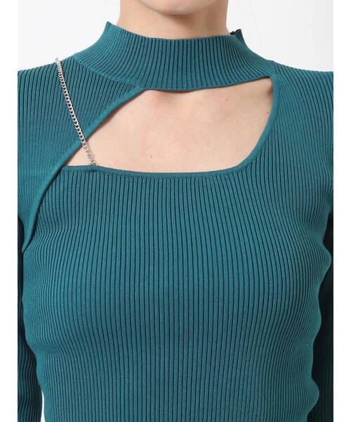 MURUA（ムルーア）の「アシメオープンニット（ニット/セーター・レディース・ベージュ/ブラック/ブルー・FREE）」の12枚目の写真