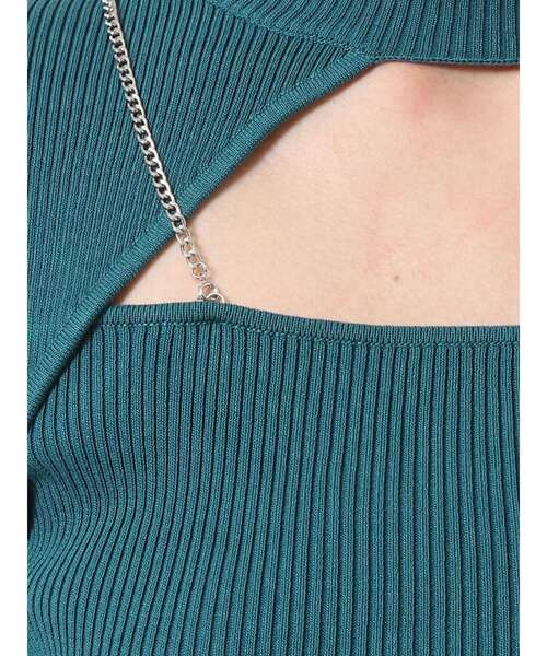 MURUA（ムルーア）の「アシメオープンニット（ニット/セーター・レディース・ベージュ/ブラック/ブルー・FREE）」の4枚目の写真