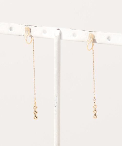 Three Four Time(スリーフォータイム)の「トリプルストーンロングノンホール(イヤリング・レディース・シルバー/ゴールド・FREE)」の4枚目の写真