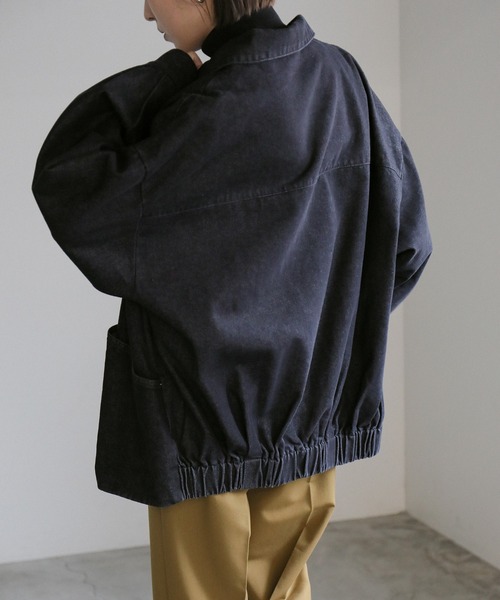 select MOCA(セレクトモカ)の「バックギャザーオーバーデニムジャケット(デニムジャケット・レディース・ダークインディゴブルー/ブラック・FREE/SMALL)」の18枚目の写真