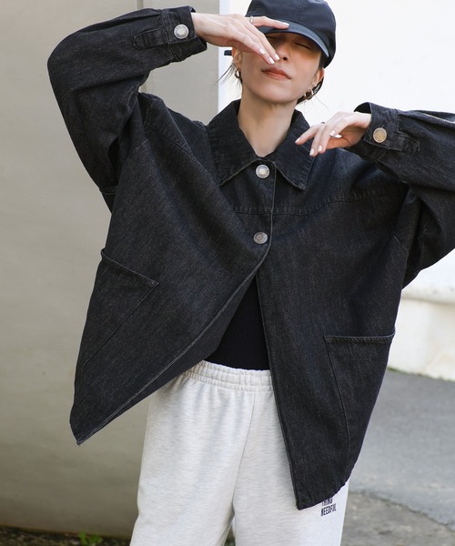 バックギャザーオーバーデニムジャケット（デニムジャケット）｜select