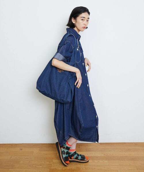 FRAPBOIS PARK（フラボアパーク）の「マークデニムBAG（トートバッグ・レディース・ダークブルー/ケミカルウォッシュ・FREE）」の13枚目の写真