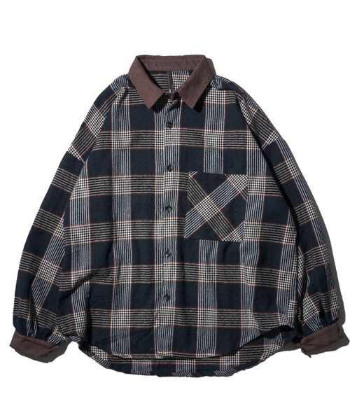 ADPOSION(アドポーション)の「バルーンスリーブ オーバーシャツ チェックシャツ コーデュロイシャツ(シャツ/ブラウス・メンズ・ブラウン/オフホワイト/グレー/ブルー/ベージュ/ブラック・MEDIUM/LARGE)」の6枚目の写真
