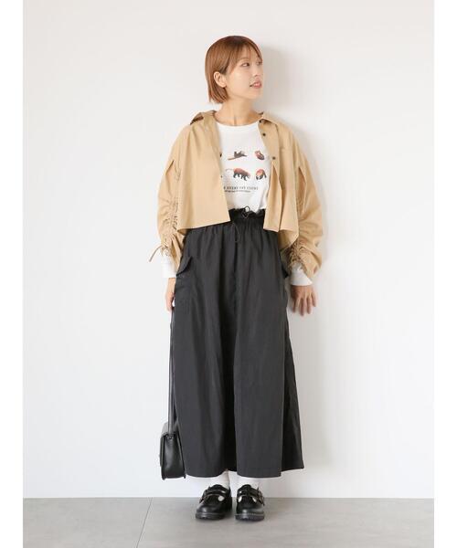 ehka sopo（エヘカソポ）の「ナイロンカーゴスカート（スカート・レディース・キャメル/ベージュ/ブラック・F）」の10枚目の写真