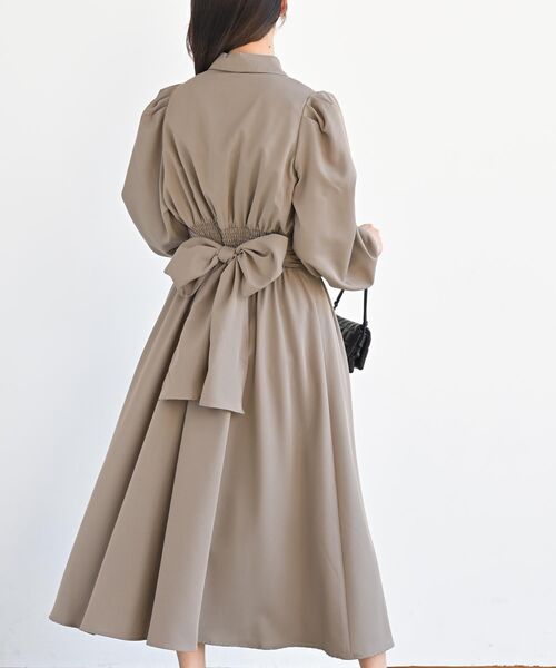 rps（アールピーエス）の「共地リボン付きタックシャツワンピース（シャツワンピース・レディース・チャコールグレー/モカ/ダークネイビー・フリー）」の15枚目の写真