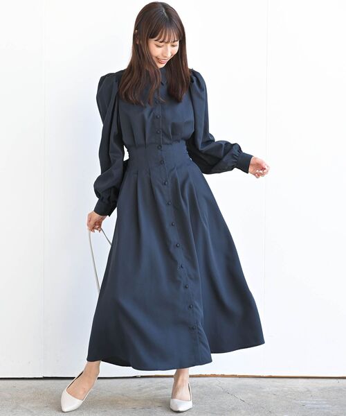rps（アールピーエス）の「共地リボン付きタックシャツワンピース（シャツワンピース・レディース・チャコールグレー/モカ/ダークネイビー・フリー）」の21枚目の写真