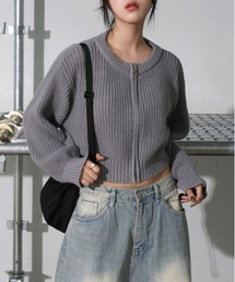 FOLLOWIN（フォロウィン）の「ふわふわラウンドネックジップアップ