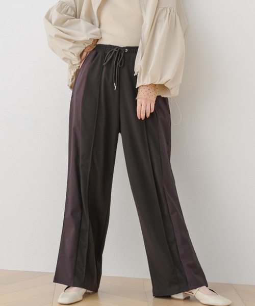 paravion（パラビオン）の「【ZOZOTOWN限定】異素材切替ライントラックパンツ（スラックス・レディース・グレイッシュベージュ/ブラウン/チャコールグレー・FREE）」の3枚目の写真