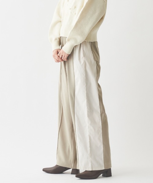 paravion（パラビオン）の「【ZOZOTOWN限定】異素材切替ライントラックパンツ（スラックス・レディース・グレイッシュベージュ/ブラウン/チャコールグレー・FREE）」の4枚目の写真