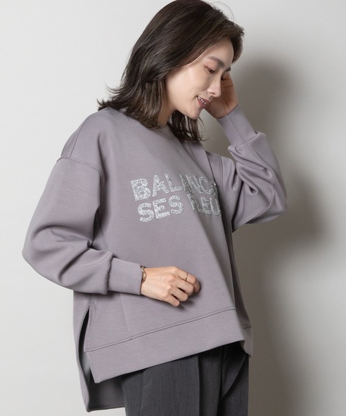 ELVENCE DEUX（エルベンスドゥ）の「シシュウロゴスウェット（スウェット・レディース・グレー系その他/チャコールグレー/オフホワイト・FREE）」の6枚目の写真