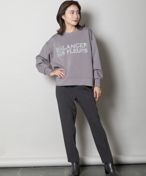 ELVENCE DEUX（エルベンスドゥ）の「シシュウロゴスウェット（スウェット・レディース・グレー系その他/チャコールグレー/オフホワイト・FREE）」の10枚目の写真