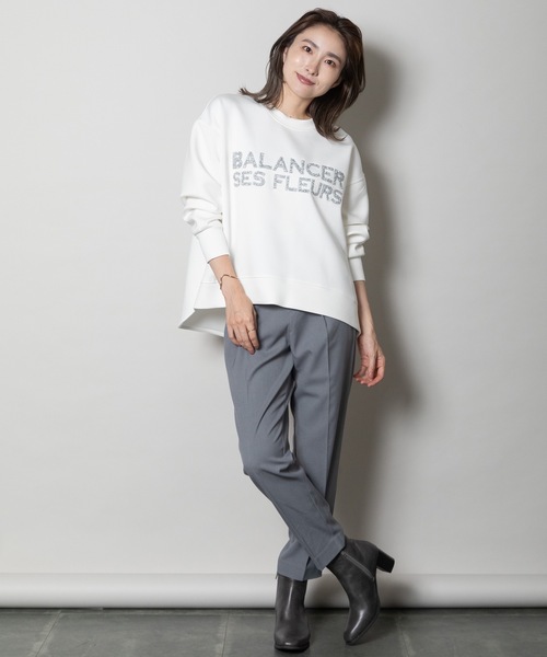 ELVENCE DEUX（エルベンスドゥ）の「シシュウロゴスウェット（スウェット・レディース・グレー系その他/チャコールグレー/オフホワイト・FREE）」の12枚目の写真