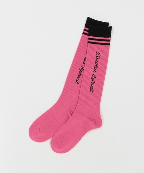 by LOVEiT（バイラビット）の「ライン縦ロゴハイソックス（ソックス/靴下・キッズ・ピンク/ラベンダー/オフホワイト/ブラック・S/M/L/LL）」の4枚目の写真