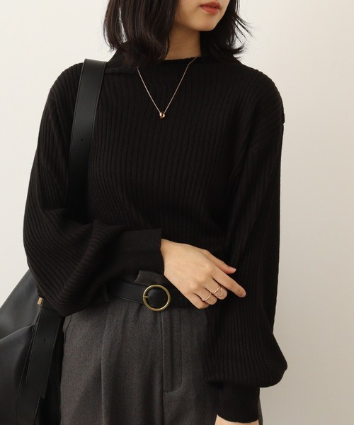 atONE(アットワン)の「atONE 袖ポワンリブニットトップス(ニット/セーター・レディース・ブラック/ベージュ/オフホワイト・LL~3L/4L~5L/M~L)」の22枚目の写真