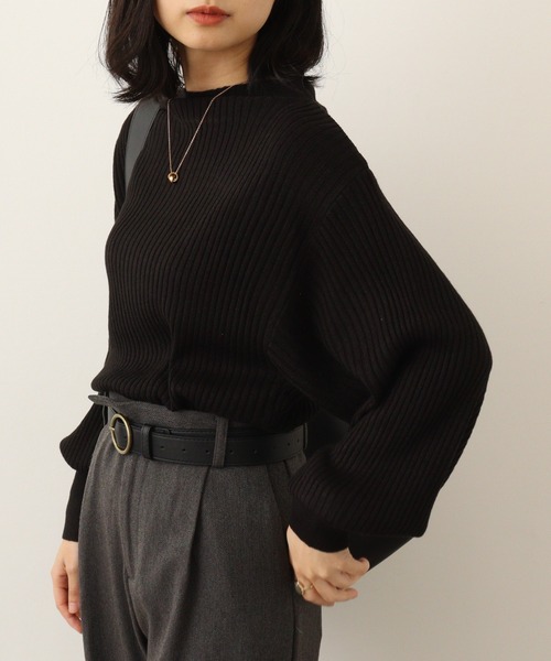 atONE(アットワン)の「atONE 袖ポワンリブニットトップス(ニット/セーター・レディース・ブラック/ベージュ/オフホワイト・LL~3L/4L~5L/M~L)」の21枚目の写真