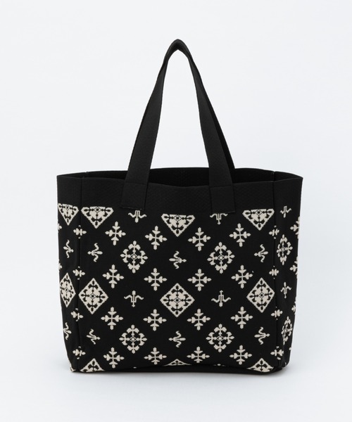 Daily russet(デイリー ラシット)の「モノグラムニットトートバッグ(L)(トートバッグ・レディース・ブラック/ブルーグレー/ベージュ・FREE)」の2枚目の写真