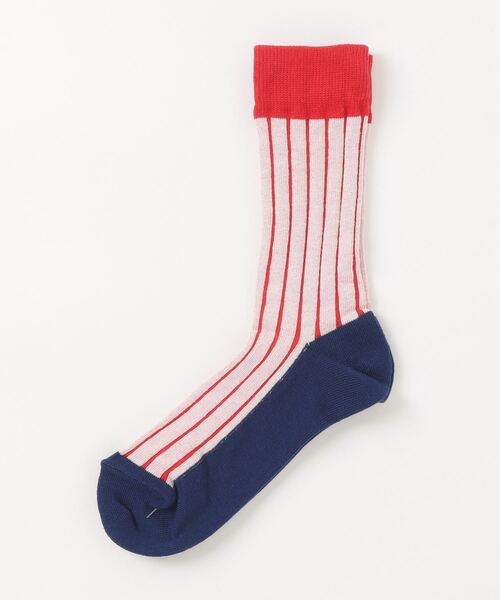 BOHEMIANS（ボヘミアンズ）の「BOHEMIANS/ボヘミアンズ　STRIPE SOCKS ストライプソックス　ウィメンズ（ソックス/靴下・レディース・ブラック/レッド・F）」の2枚目の写真