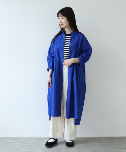 yuni(ユニ )の「△コットンキャッチワッシャー バンドカラーワンピース(ワンピース・レディース・ブルー/グレー/チャコールグレー/ホワイト/ブラック・FREE)」の5枚目の写真