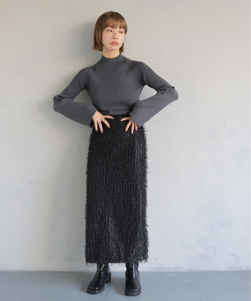 cheriella(シェリエラ)の「【cheriella】WEB限定配色二重臼リブニット WEB LIMITED CONTRAST DOUBLE RIB KNIT(ニット/セーター・レディース・チャコールグレー/ライトグレー/ブルー/グリーン・M)」の18枚目の写真