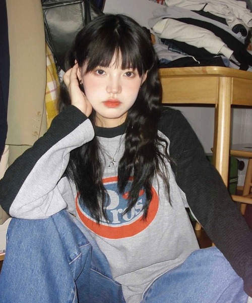 SHEPP（シープ）の「オーバーサイズ ワッフル プリント ラグランロンT（Tシャツ/カットソー・レディース・グレー・L/M）」の7枚目の写真