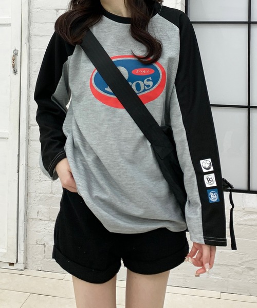 SHEPP（シープ）の「オーバーサイズ ワッフル プリント ラグランロンT（Tシャツ/カットソー・レディース・グレー・L/M）」の16枚目の写真