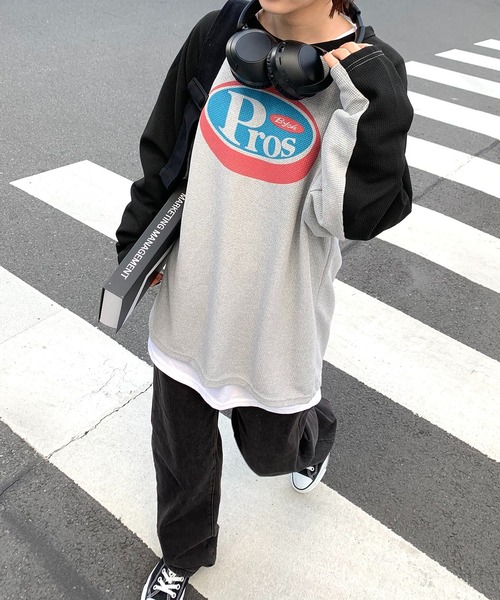 SHEPP（シープ）の「オーバーサイズ ワッフル プリント ラグランロンT（Tシャツ/カットソー・レディース・グレー・L/M）」の22枚目の写真