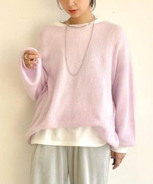 HONEYSUCKLE ROSE（ハニーサックルローズ）の「【HONEYSUCKLE ROSE】モヘヤライクニットレイヤード（ニット/セーター・レディース・グレー/ブルー/ピンク・MEDIUM/LARGE）」の3枚目の写真