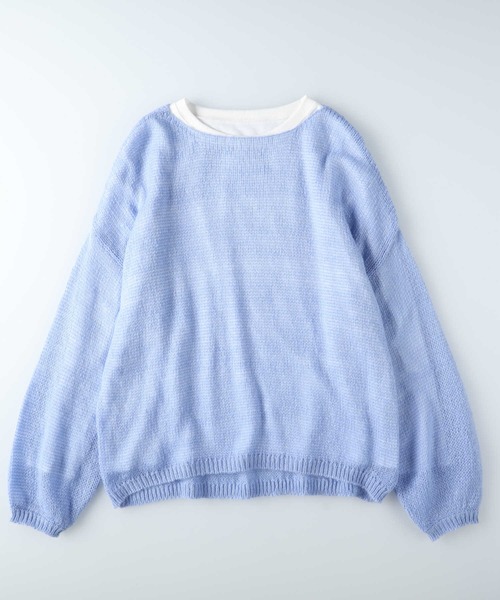 HONEYSUCKLE ROSE（ハニーサックルローズ）の「【HONEYSUCKLE ROSE】モヘヤライクニットレイヤード（ニット/セーター・レディース・グレー/ブルー/ピンク・MEDIUM/LARGE）」の7枚目の写真