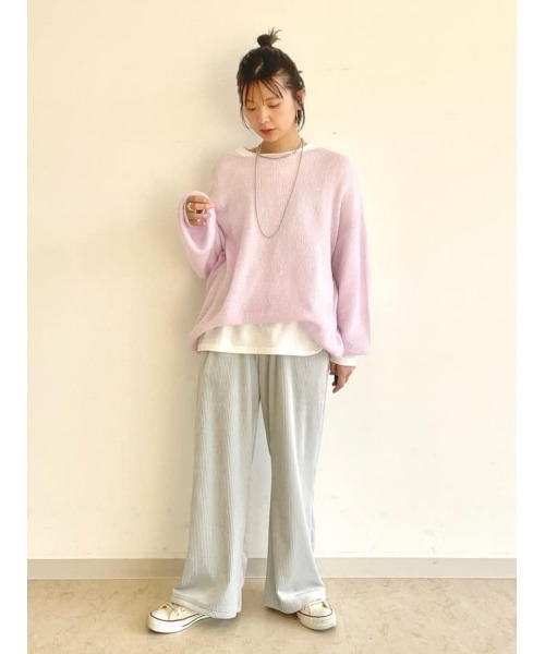 HONEYSUCKLE ROSE（ハニーサックルローズ）の「【HONEYSUCKLE ROSE】モヘヤライクニットレイヤード（ニット/セーター・レディース・グレー/ブルー/ピンク・MEDIUM/LARGE）」の9枚目の写真