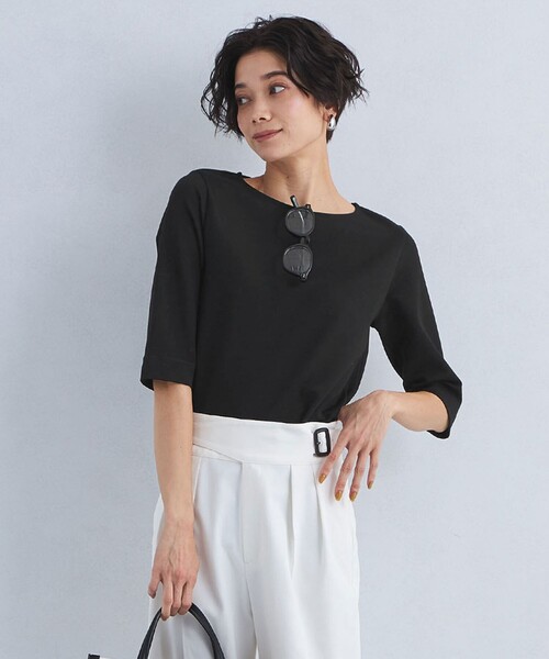 green label relaxing（グリーンレーベルリラクシング）の「COMFY ポンチ ボートネック プルオーバー カットソー（Tシャツ/カットソー・レディース・オフホワイト/ライトブルー/ブラック/モカ・FREE）」の3枚目の写真