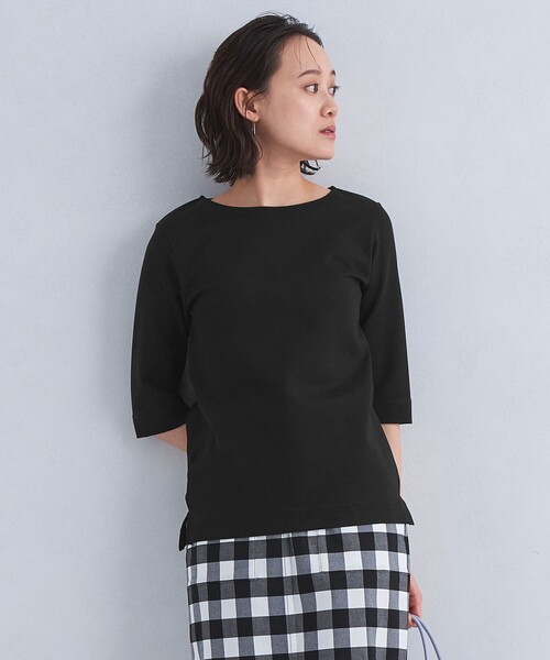 green label relaxing（グリーンレーベルリラクシング）の「COMFY ポンチ ボートネック プルオーバー カットソー（Tシャツ/カットソー・レディース・オフホワイト/ライトブルー/ブラック/モカ・FREE）」の16枚目の写真