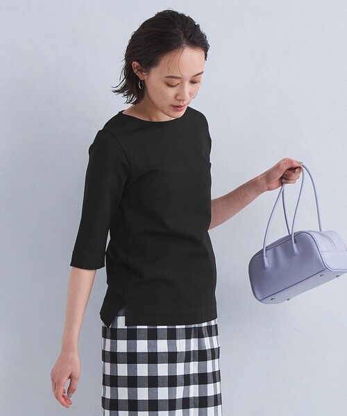 green label relaxing（グリーンレーベルリラクシング）の「COMFY ポンチ ボートネック プルオーバー カットソー（Tシャツ/カットソー・レディース・オフホワイト/ライトブルー/ブラック/モカ・FREE）」の17枚目の写真