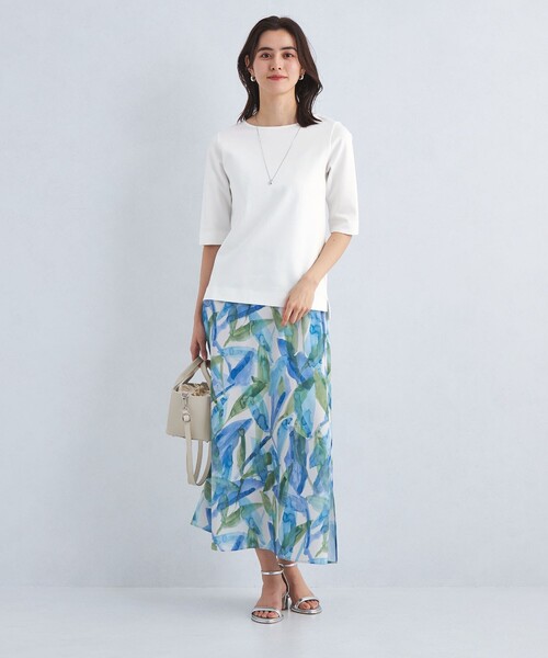 green label relaxing（グリーンレーベルリラクシング）の「COMFY ポンチ ボートネック プルオーバー カットソー（Tシャツ/カットソー・レディース・オフホワイト/ライトブルー/ブラック/モカ・FREE）」の19枚目の写真