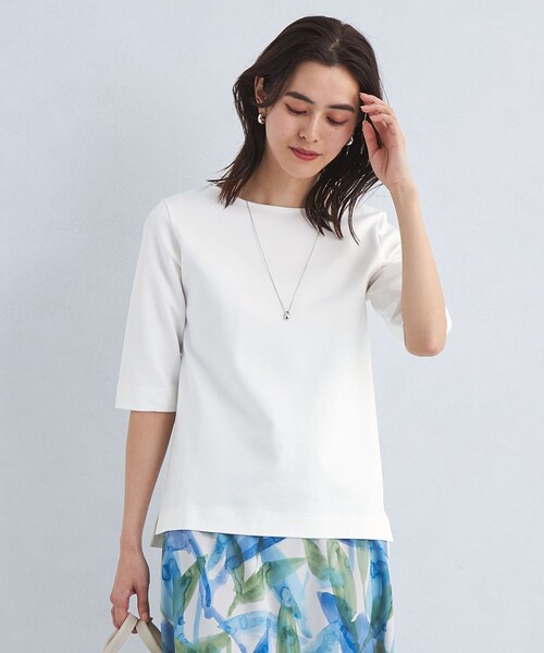 green label relaxing（グリーンレーベルリラクシング）の「COMFY ポンチ ボートネック プルオーバー カットソー（Tシャツ/カットソー・レディース・オフホワイト/ライトブルー/ブラック/モカ・FREE）」の20枚目の写真