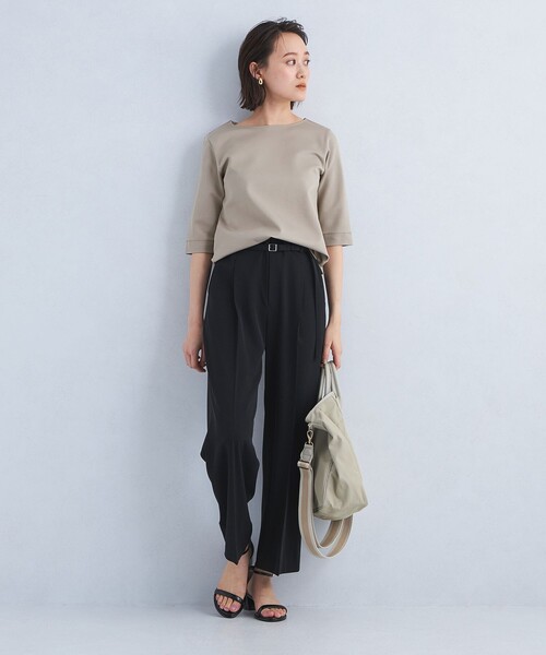 green label relaxing（グリーンレーベルリラクシング）の「COMFY ポンチ ボートネック プルオーバー カットソー（Tシャツ/カットソー・レディース・オフホワイト/ライトブルー/ブラック/モカ・FREE）」の21枚目の写真