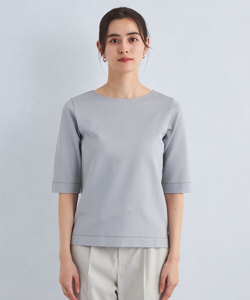 green label relaxing（グリーンレーベルリラクシング）の「COMFY ポンチ ボートネック プルオーバー カットソー（Tシャツ/カットソー・レディース・オフホワイト/ライトブルー/ブラック/モカ・FREE）」の11枚目の写真