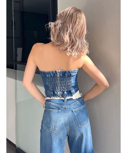 GYDA（ジェイダ）の「フリンジデニムベアトップス（チューブトップ・レディース・ブルー/ライトブルー・FREE）」の17枚目の写真