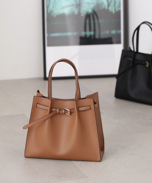 N.（N. Natural Beauty Basic）（エヌエヌナチュラルビューティーベーシック）の「◆フロントベルトＡ４トートバッグ（トートバッグ・レディース・キャメル/ブラック・ﾌﾘ-）」の2枚目の写真