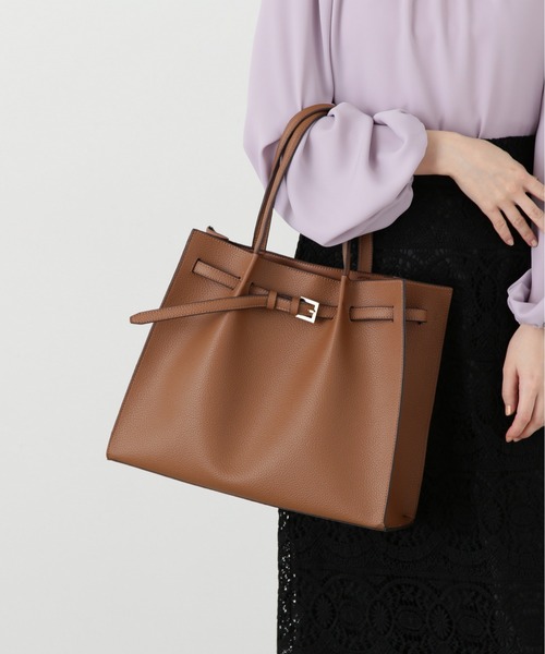 N.（N. Natural Beauty Basic）（エヌエヌナチュラルビューティーベーシック）の「◆フロントベルトＡ４トートバッグ（トートバッグ・レディース・キャメル/ブラック・ﾌﾘ-）」の4枚目の写真