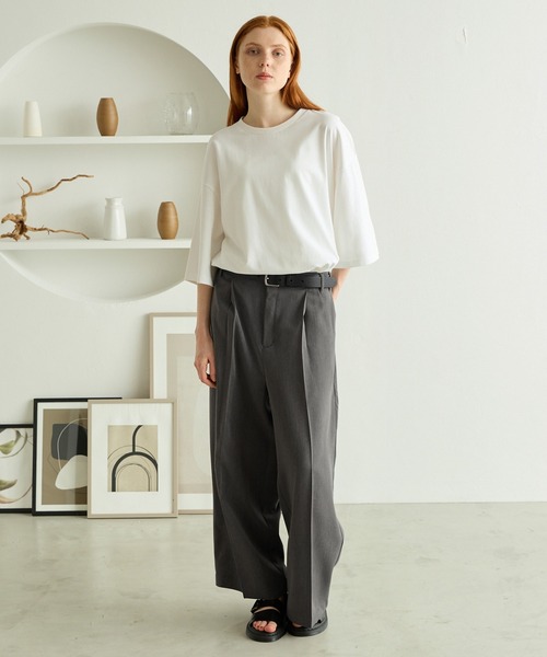 入荷now 安全 molk】ワイドストレートセンタープレススラックス（スラックス パンツ