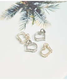 2SET メタル ハート ミニヘアクリップ